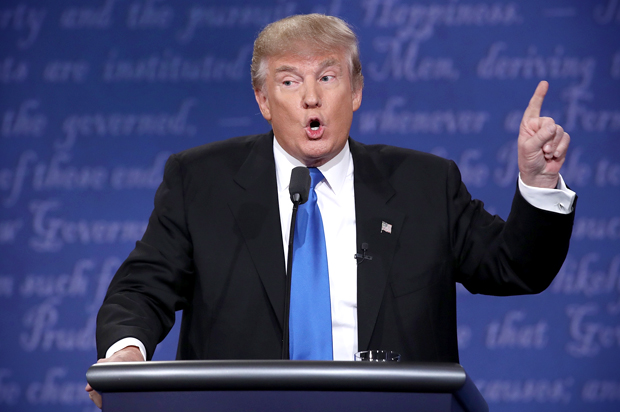 Donald Trump speaks during the Presidential Debate at Hofstra University on September 26, 2016 in Hempstead, New York. (Getty/Win McNamee)