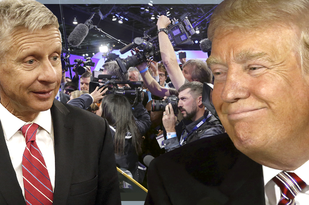 Gary Johnson; Donald Trump (AP/John Raoux/Reuters/Carlo Allegri/Getty/David McNew/Photo montage by Salon)