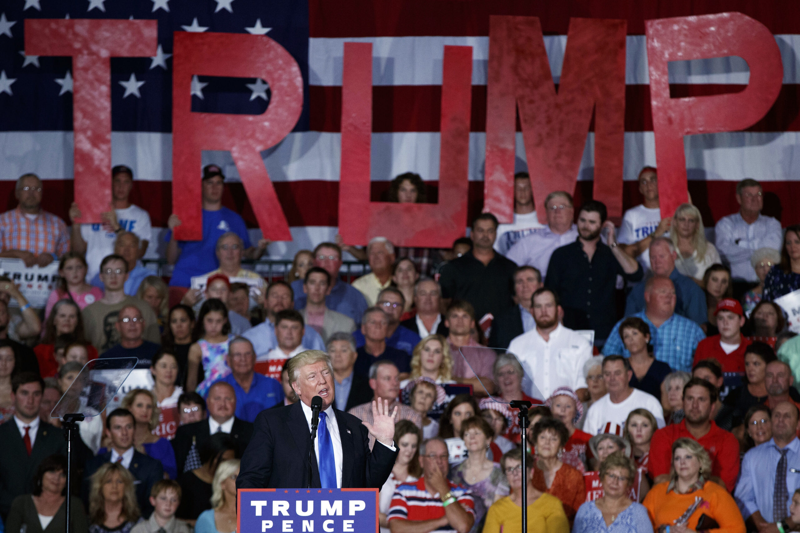 FILE - In this Tuesday, Sept. 20, 2016 file photo, Republican presidential candidate Donald Trump speaks during a campaign rally in Kenansville, N.C. With a tightly controlled state media, little access to outside news and a deep belief that whoever runs the White House is bound to be their sworn enemy, North Koreans aren’t expecting much from the U.S. elections - if they know about them at all. (AP Photo/Evan Vucci, File) (AP)