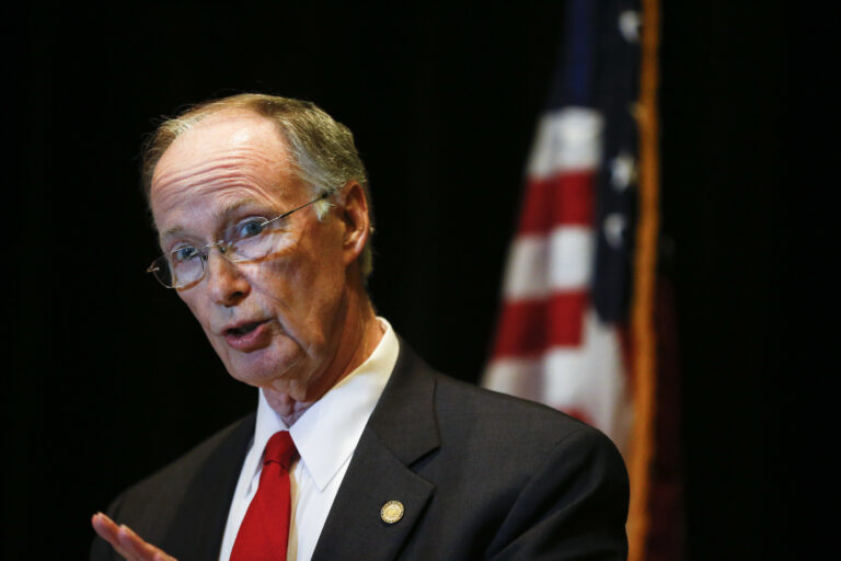 Alabama Gov. Robert Bentley speaks to the media during a news conference, Monday, Sept. 19, 2016, in Hoover, Ala. Bentley issued a state of emergency in Alabama after a pipeline spill near Helena, Ala. Gas prices spiked and drivers found "out of service" bags covering pumps as the gas shortage in the South rolled into the work week, raising fears that the disruptions could become more widespread. (AP Photo/Brynn Anderson) (AP)