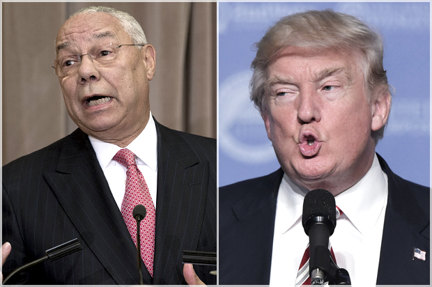 Colin Powell; Donald Trump (AP/Carolyn Kaster/Getty/Mandel Ngan)