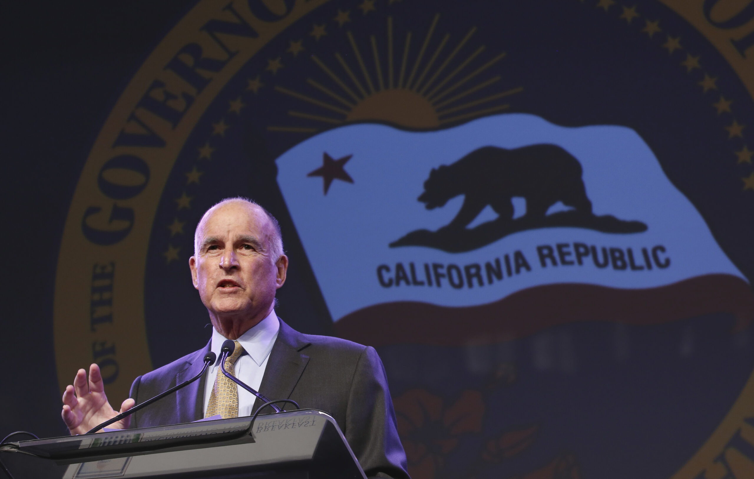 FILE - In this May 18, 2016 file photo, California Gov. Jerry Brown gestures during a community event in Sacramento, Calif. (AP Photo/Rich Pedroncelli, File) (AP)