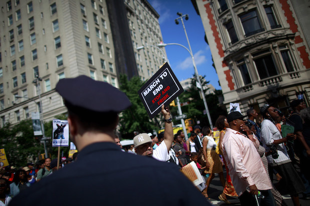 Demonstrators march in a protest against stop-and-frisk in New York City on June 17, 2012 (Reuters/Eric Thayer)