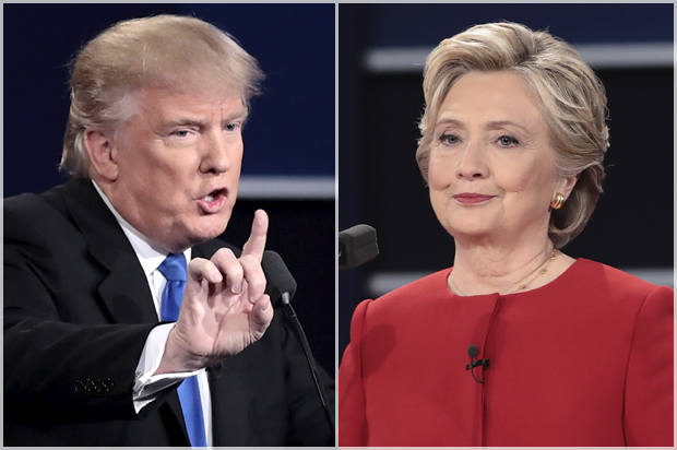 Donald Trump; Hillary Clinton at the presidential debate in Hempstead, N.Y., Monday, Sept. 26, 2016. (Getty/Drew Angerer)