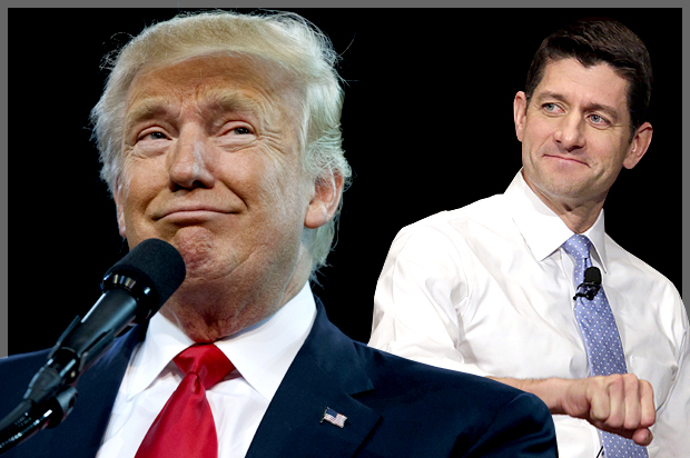 Donald Trump; Paul Ryan (AP/Evan Vucci/Reuters/Yuri Gripas/Photo montage by Salon)