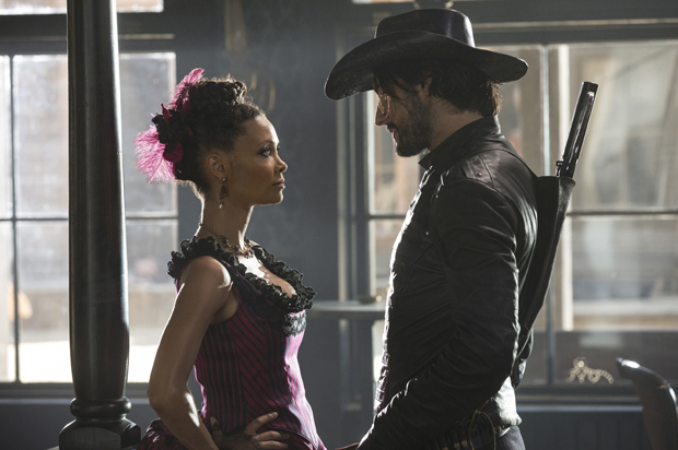 Thandie Newton and Rodrigo Santoro in "Westworld" (HBO)