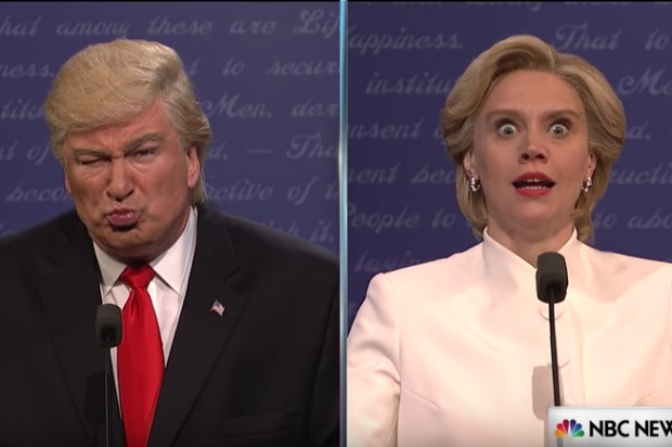 Alec Baldwin as Donald Trump and Kate McKinnon as Hillary Clinton on "Saturday Night Live" (NBC)