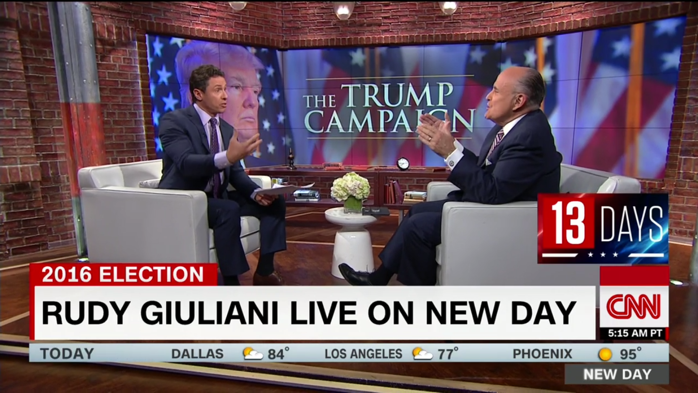 Rudy Giuliani gives an interview with Chris Cuomo on CNN "New Day" on October 26, 2016 (CNN)