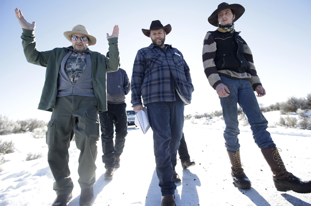 Ammon Bundy, center,  Jan 8, 2016. (AP/Rick Bowmer)