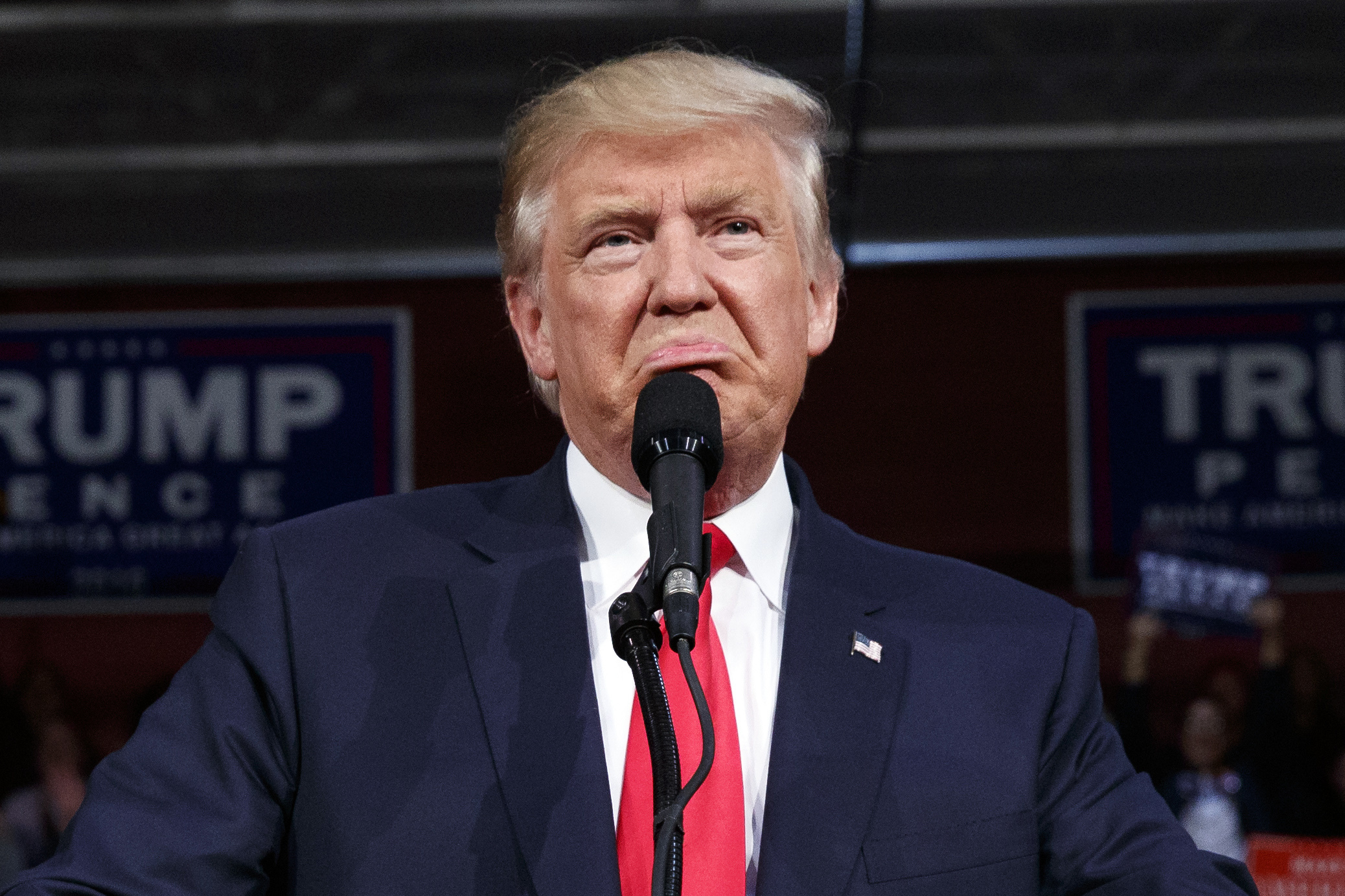 Republican presidential candidate Donald Trump speaks during a campaign rally, Monday, Oct. 10, 2016, in Ambridge, Pa. (AP)