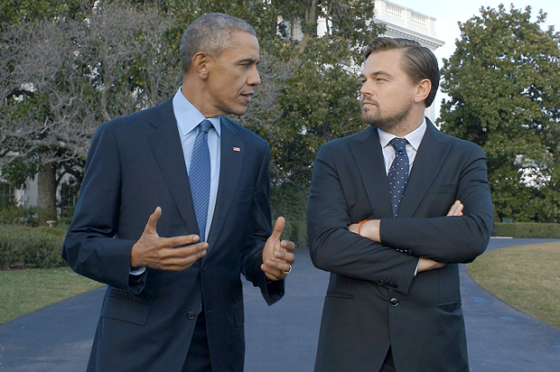 Barack Obama and Leonardo DiCaprio in "Before the Flood" (National Geographic Channel)