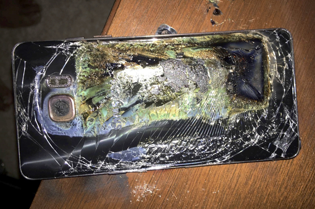 A damaged Samsung Galaxy Note 7. (AP/Shawn L. Minter)