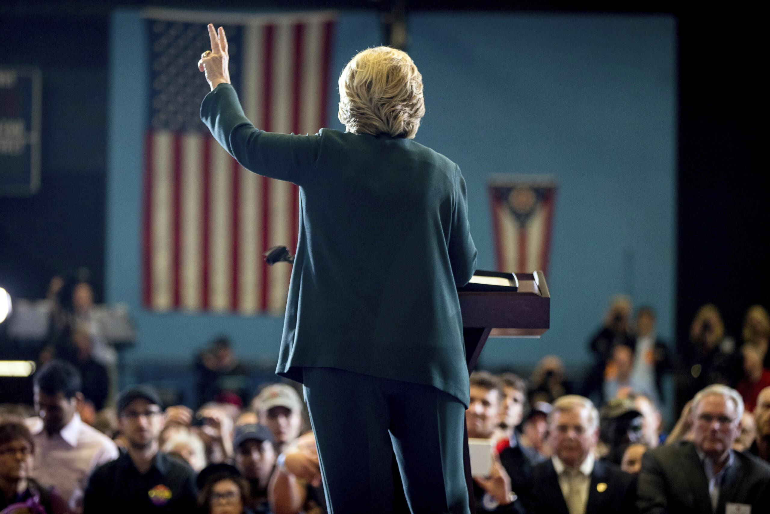 Democratic presidential candidate Hillary Clinton speaks at a rally at Cuyahoga Community College in Cleveland, Friday, Oct. 21, 2016. (AP Photo/Andrew Harnik) (AP)