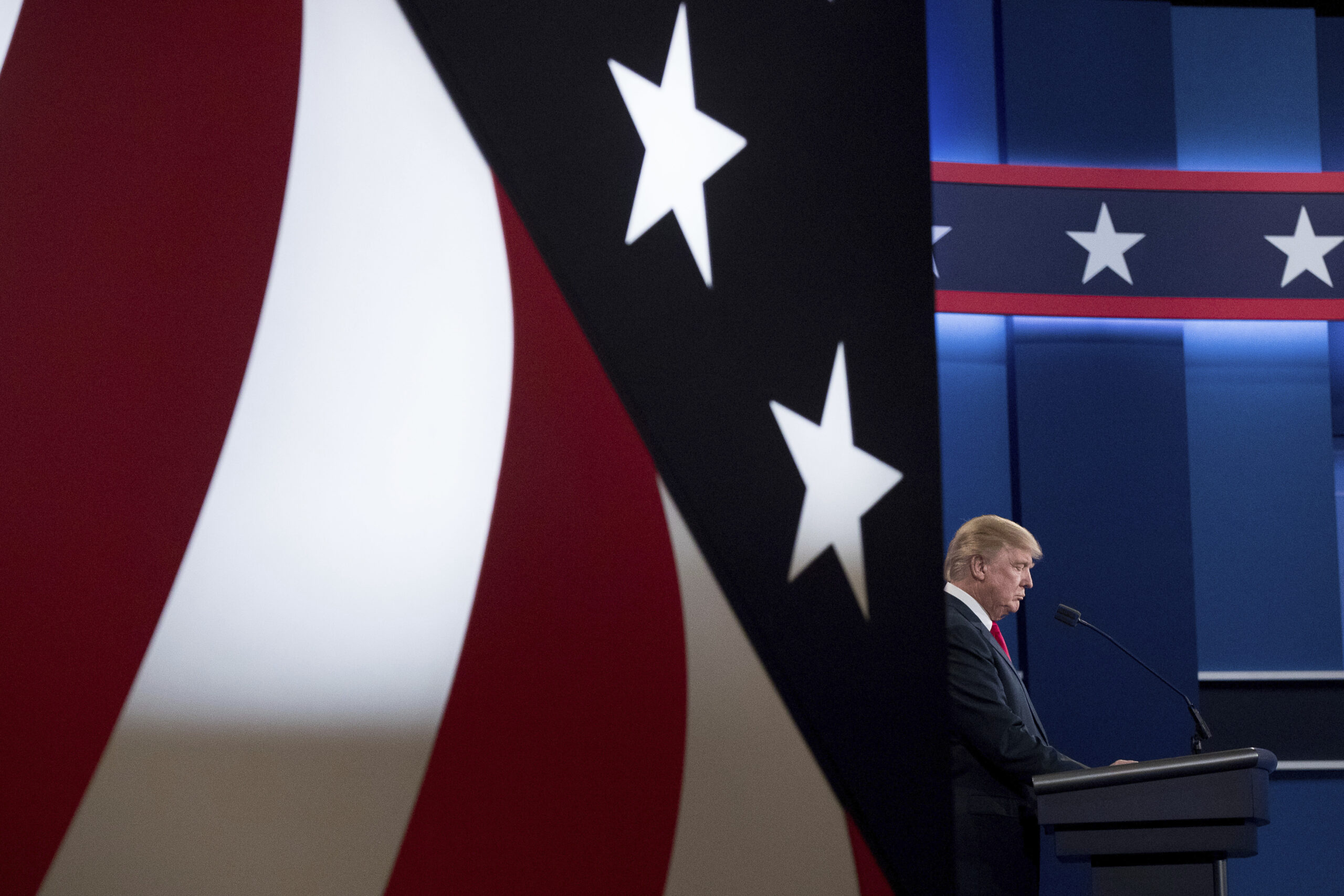 Republican presidential candidate Donald Trump takes the stage for the third presidential debate at University of Nevada in Las Vegas, Wednesday, Oct. 19, 2016, for the third presidential debate. (AP)