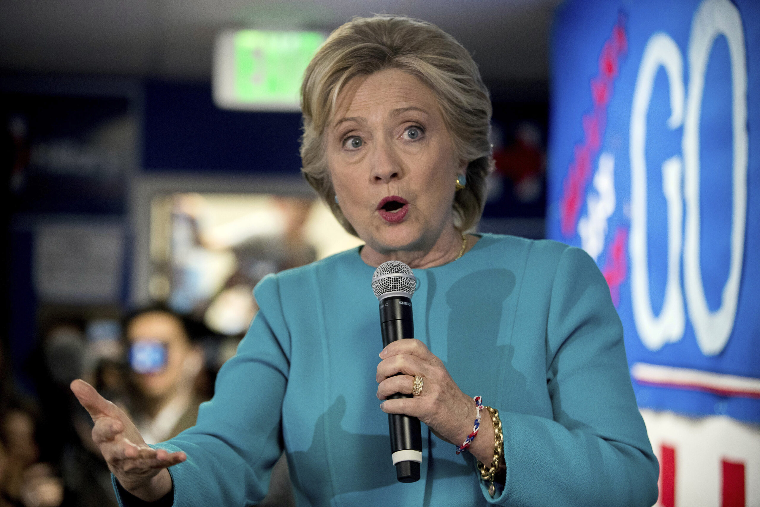 FILE - In this Oct. 14, 2016 file photo, Democratic presidential candidate Hillary Clinton speaks to volunteers at a campaign office in Seattle. Hillary Clinton has a tight grip on the Electoral College majority need to be elected president of the U.S., and may very well be on her way to a big victory, and that's how some Republicans see it.  (AP Photo/Andrew Harnik, File) (AP)