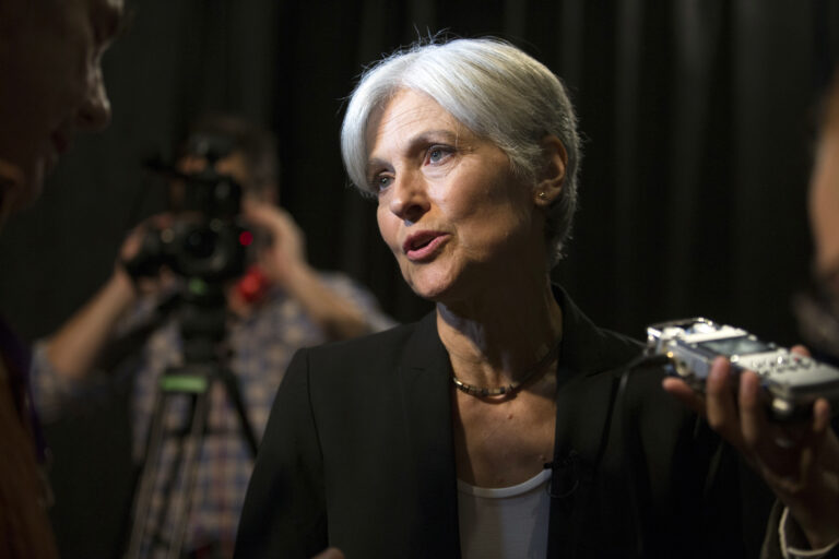 Green party presidential candidate Jill Stein answers questions from members of the media during a campaign stop at Humanist Hall in Oakland, Calif. on Thursday, Oct. 6, 2016. (AP Photo/D. Ross Cameron) (AP)