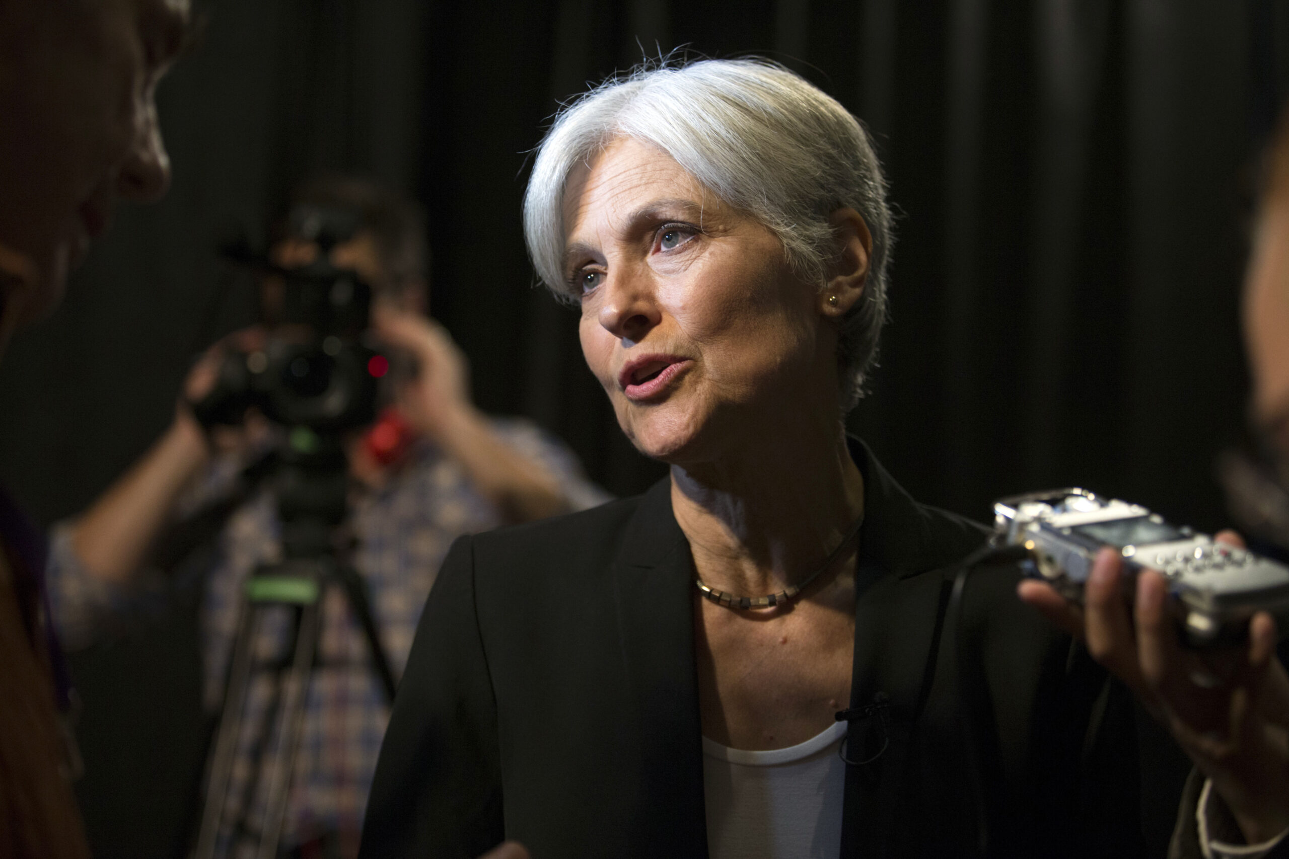 Green party presidential candidate Jill Stein answers questions from members of the media during a campaign stop at Humanist Hall in Oakland, Calif. on Thursday, Oct. 6, 2016. (AP Photo/D. Ross Cameron) (AP)