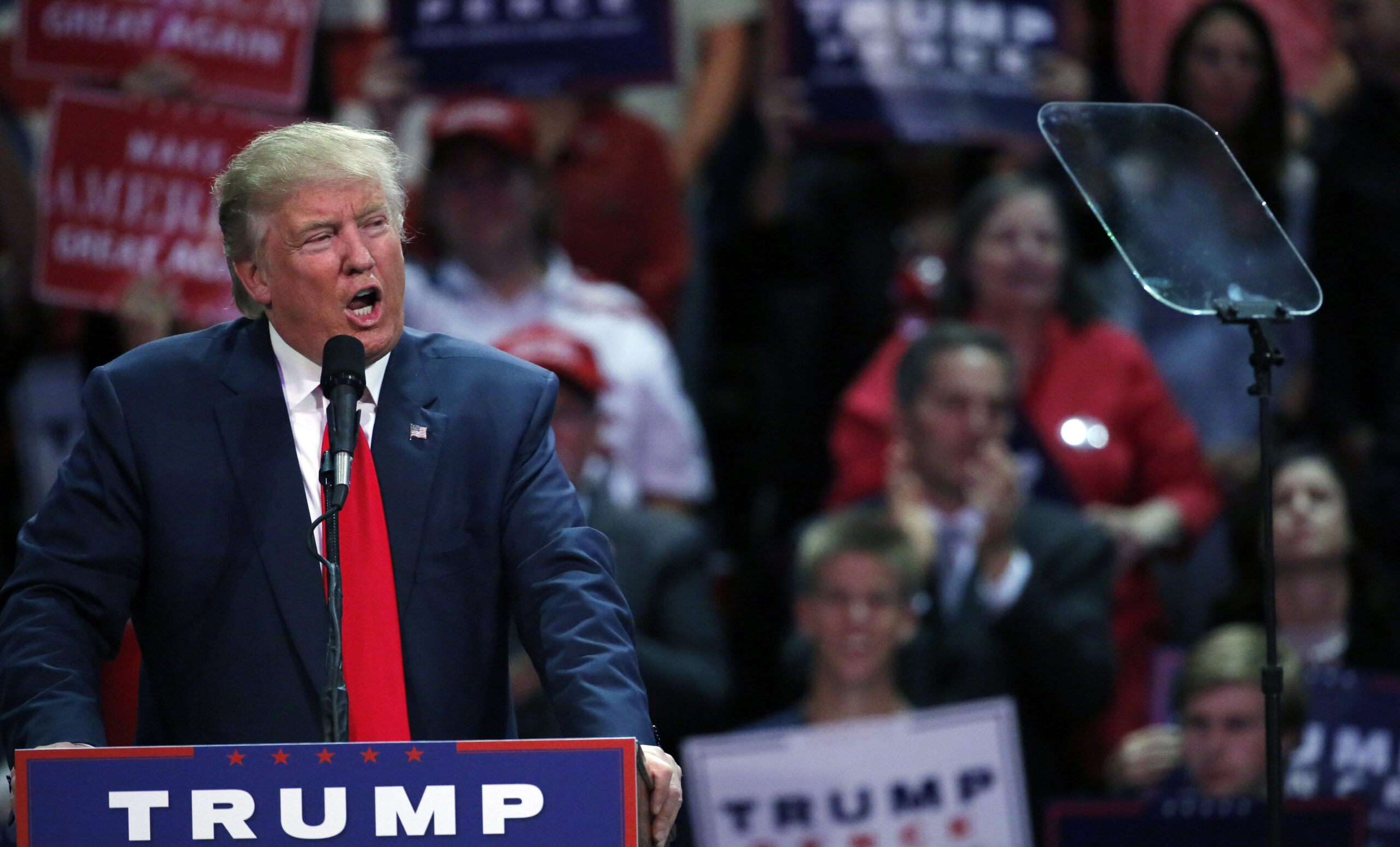 Republican presidential candidate Donald Trump speaks at a campaign rally, Monday, Oct. 3, 2016, in Loveland, Colo. (AP Photo/ Brennan Linsley) (AP)