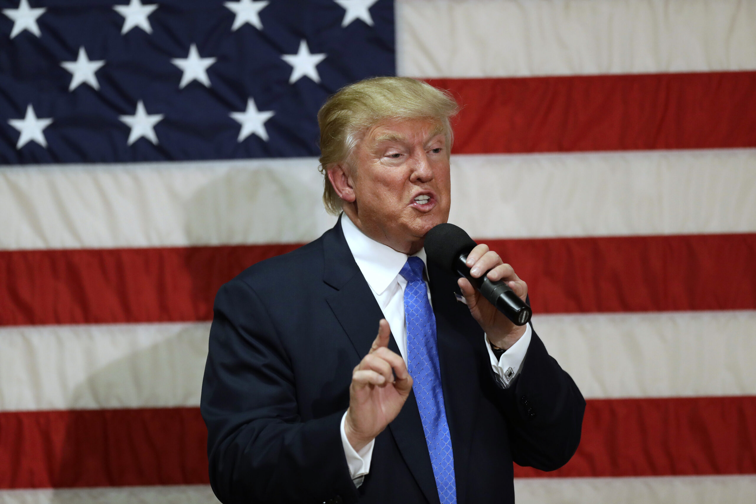Republican presidential candidate Donald Trump speaks at a town hall-style forum, Thursday, Oct. 6, 2016, in Sandown, N.H. (AP Photo/Robert F. Bukaty) (AP)
