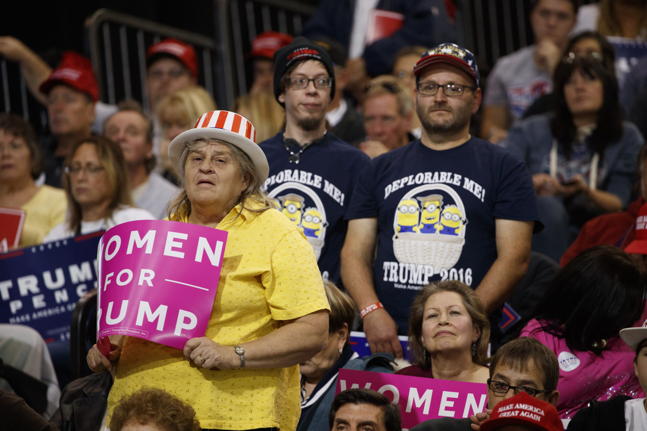 Supporters of Republican presidential nominee Donald Trump listen to him speak during a campaign rally, Saturday, Oct. 22, 2016, in Cleveland. (AP)