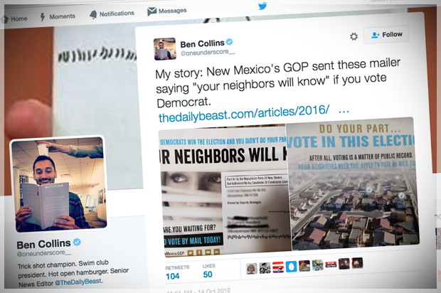 (Twitter/Ben Collins/Screen composite by Salon)