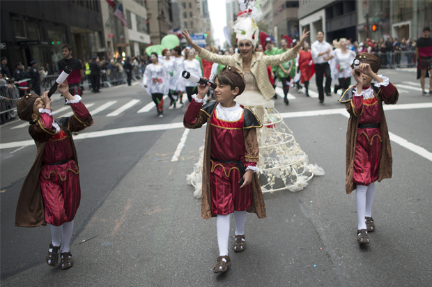 Boys dressed as Christopher Columbus march in the annual Columbus Day Parade in New York City on Oct. 8, 2012 (Reuters/Keith Bedford)