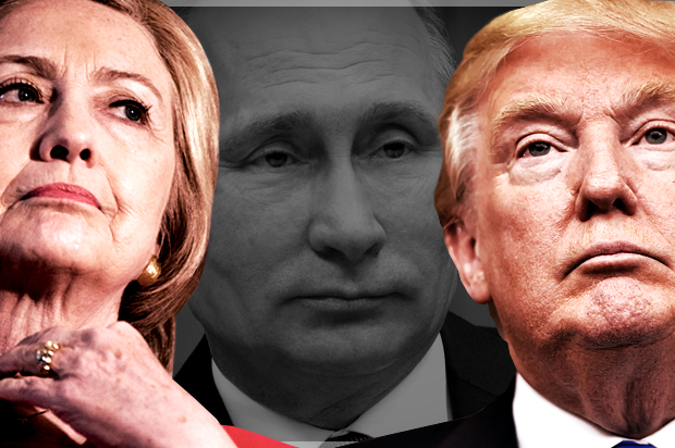 Hillary Clinton; Vladimir Putin; Donald Trump (AP/Andrew Harnik/Richard Shiro/Reuters/Ivan Sekretarev/Salon)