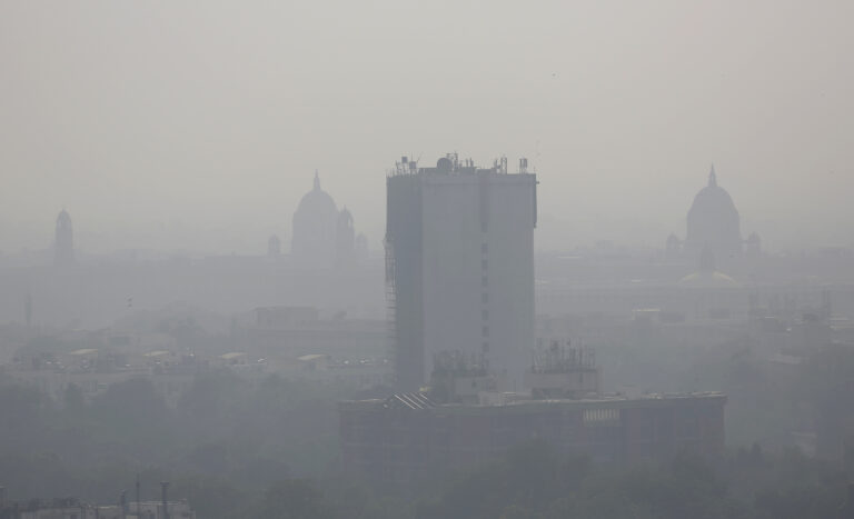 In this photo taken Friday, Oct. 28, 2016, a layer of smog envelops the city skyline before Diwali festival in New Delhi, India. As north Indian cities enter the season of high air pollution, a new report is warning about the dangers to children.  (AP Photo/Altaf Qadri) (AP)