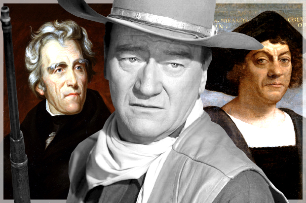 Andrew Jackson; John Wayne; Christopher Columbus (Wikimedia/Paramount Pictures/Salon)