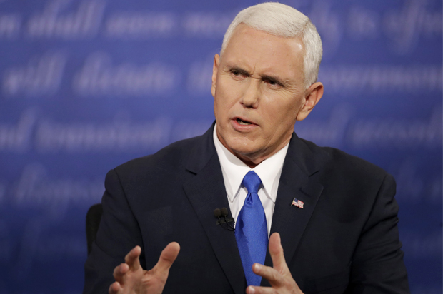 Mike Pence speaks during the debate at Longwood University in Farmville, Va,, Oct. 4, 2016. (AP/Patrick Semansky)
