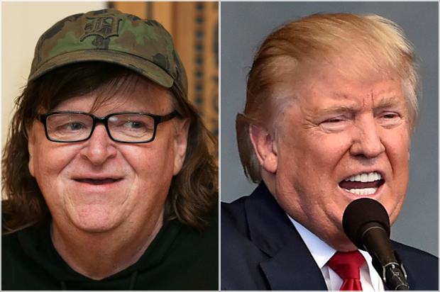 Michael Moore; Donald Trump (Getty/Daniel Leal-Olivas/Reuters/David Becker)