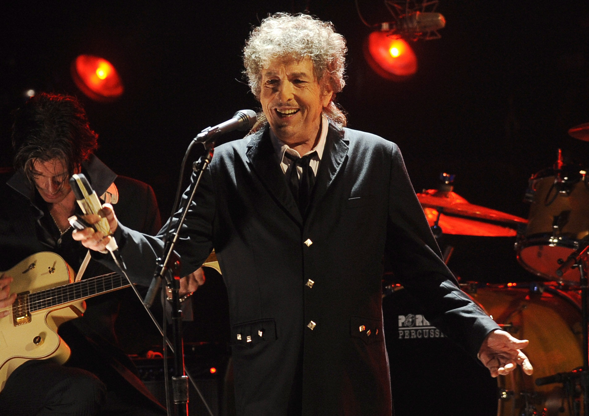 FILE  - In this Jan. 12, 2012, file photo, Bob Dylan performs in Los Angeles. Dylan was named the winner of the 2016 Nobel Prize in literature Thursday, (AP)