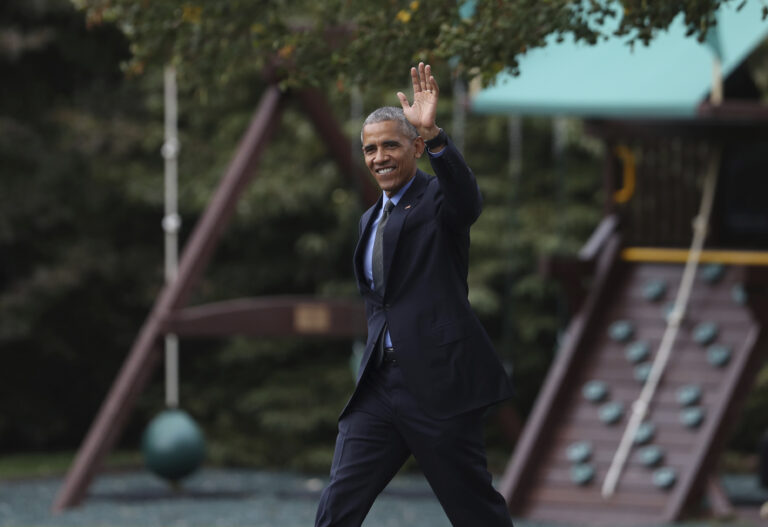 President Barack Obama waves as he leaves the White House in Washington, Friday, Oct. 7, 2016. (AP)