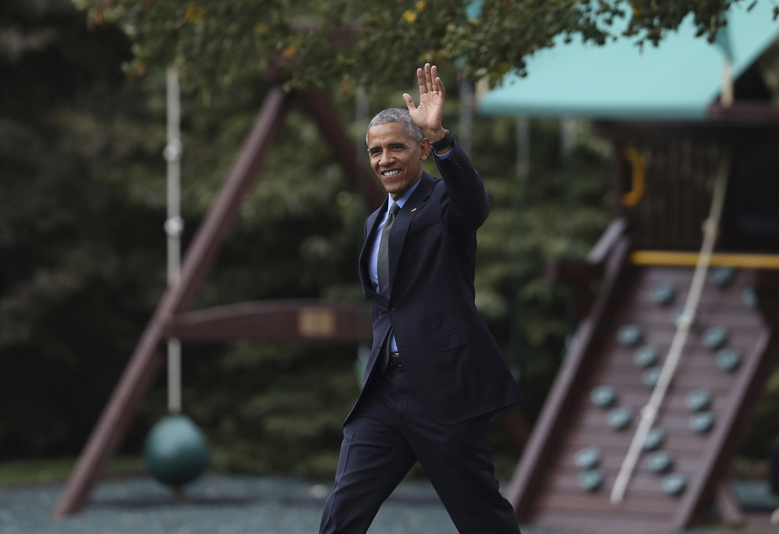 President Barack Obama waves as he leaves the White House in Washington, Friday, Oct. 7, 2016. (AP)