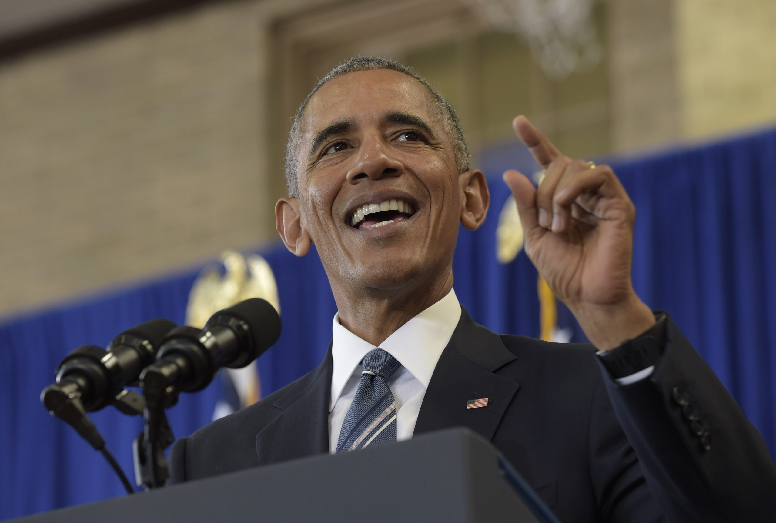 FILE - In this Monday, Oct. 17, 2016 file photo, President Barack Obama speaks during a visit to Benjamin Banneker Academic High School in Washington. (AP)