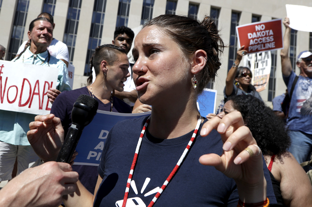 Actress Shailene Woodley in a rally in solidarity with the Standing Rock Sioux Tribe in their lawsuit (AP/Manuel Balce Ceneta)
