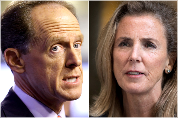 Pat Toomey; Katie McGinty (AP/Jared Wickerham/Matt Rourke)