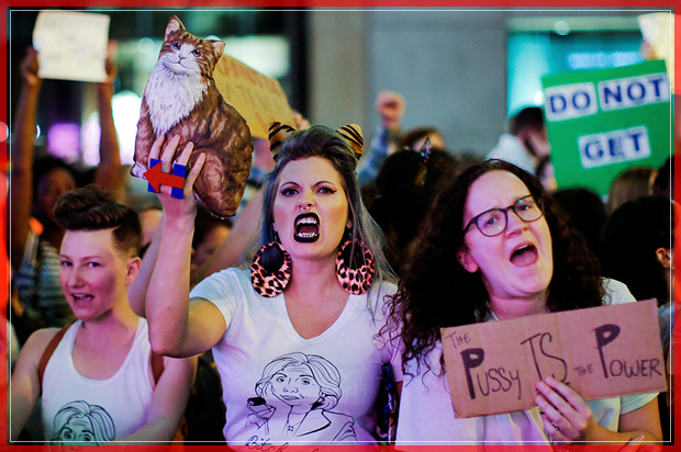 Women protest against Republican presidential nominee Donald Trump and the GOP in front of Trump Tower in Manhattan, New York City, U.S., October 19, 2016. (Reuters)