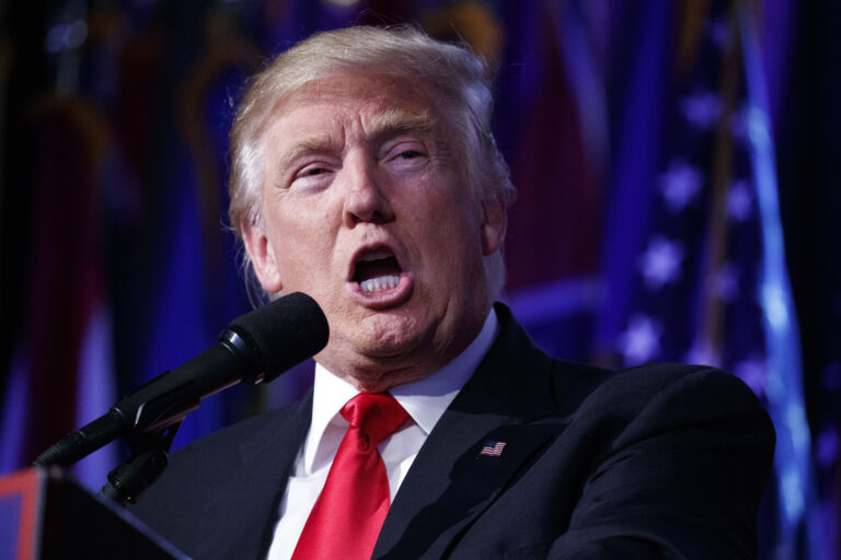 President-elect Donald Trump speaks during an election night rally, Wednesday, Nov. 9, 2016, in New York. (AP)
