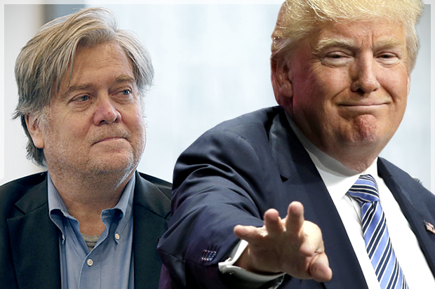 Steve Bannon; Donald Trump (AP/Gerald Herbert/John Raoux/Photo montage by Salon)