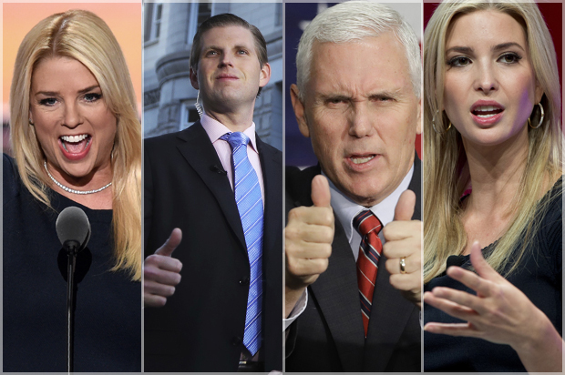 Pam Bondi; Eric Trump; Mike Pence; Ivanka Trump (Getty/Timothy A. Clary/Manuel Balce Ceneta/Darron Cummings/Carolyn Kaster)