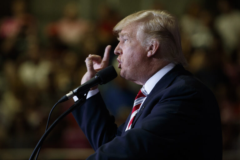 Republican presidential candidate Donald Trump speaks during a campaign rally at the Jacksonville Equestrian Center, Thursday, Nov. 3, 2016, in Jacksonville, Fla. (AP)