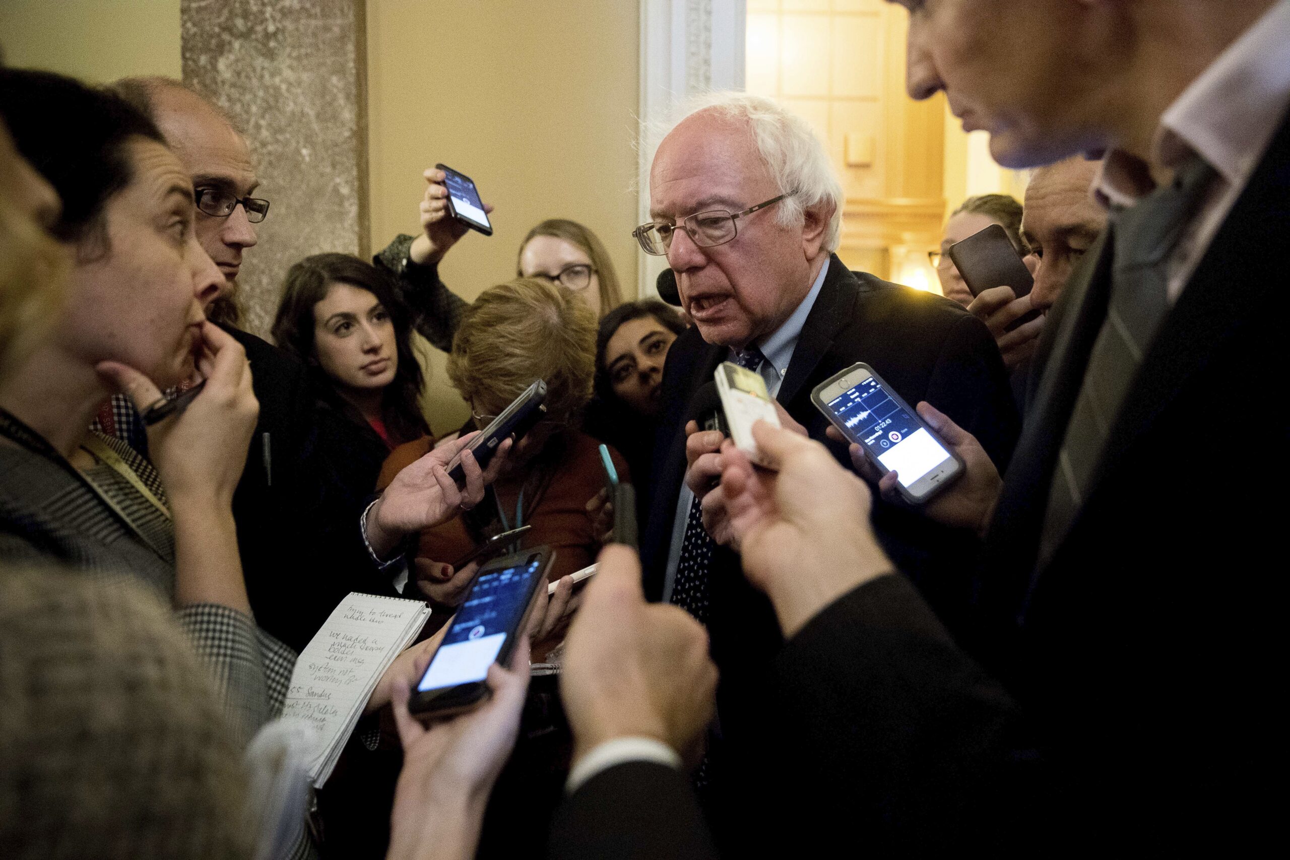 Sen. Bernie Sanders, I-Vt., speaks to reporters on Capitol Hill in Washington, Wednesday, Nov. 16, 2016. (AP)