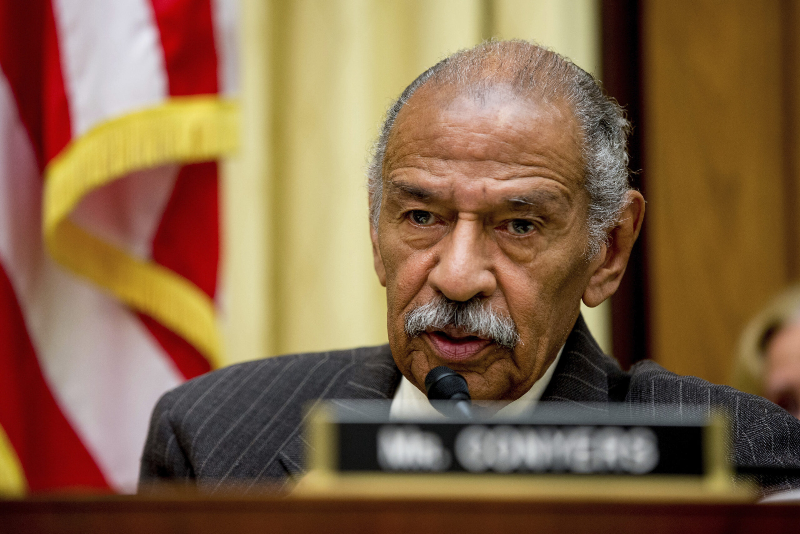 FILE - In this May 24, 2016, file photo, Rep. John Conyers, D-Mich., ranking member on the House Judiciary Committee, speaks on Capitol Hill in Washington during a hearing. Police in Houston say they're searching for Conyers' son after he was reported missing this week. Twenty-one-year-old Carl Conyers, a student at the University of Houston, was last seen Tuesday by his roommate. (AP Photo/Andrew Harnik, File) (AP)