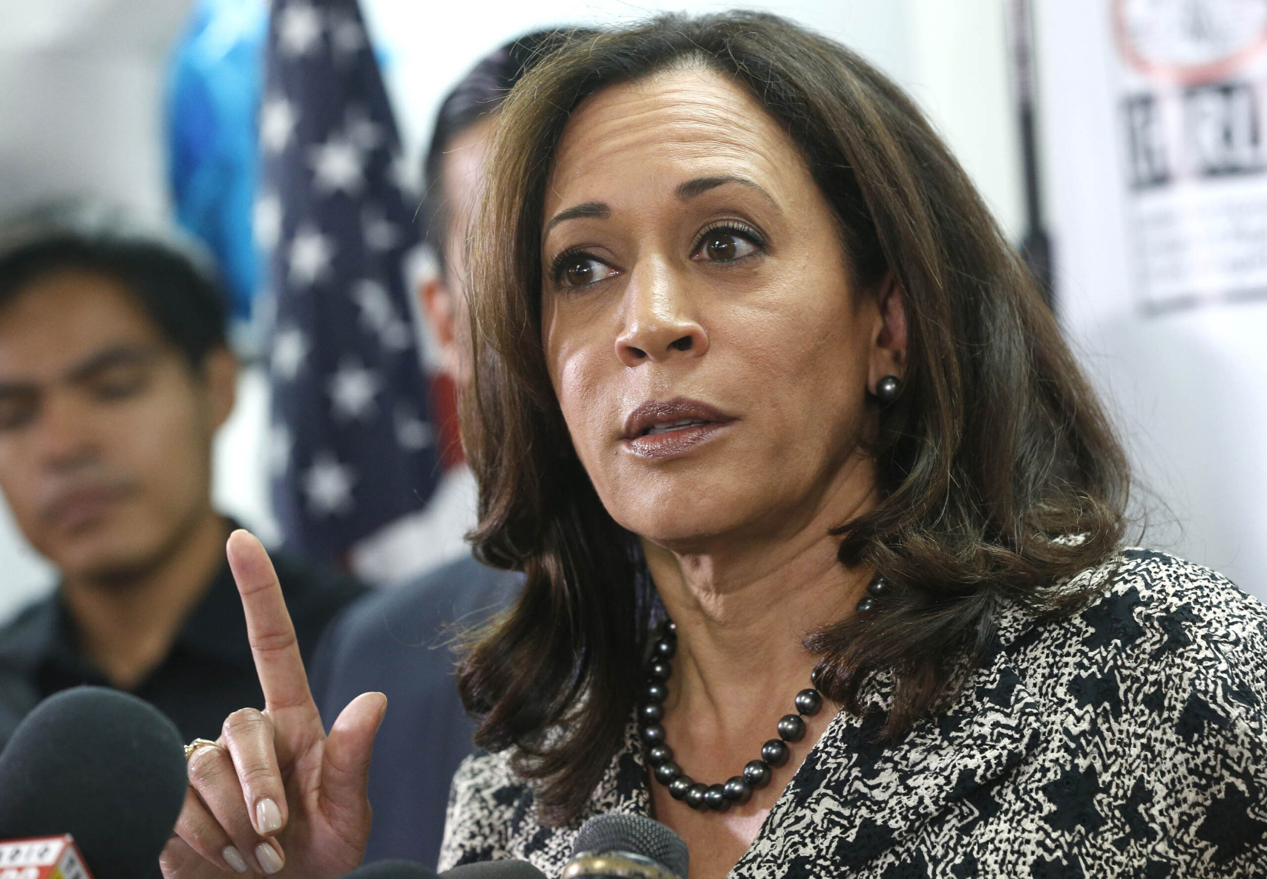 Senator-elect Kamala Harris speaks with immigrant families and their advocates, discussing the election results and the nation's future in Los Angeles, Thursday, Nov.10, 2016. Harris said she will fight to preserve protections advocates fear could be dismantled once Donald Trump becomes president. (AP Photo/Nick Ut) (AP)
