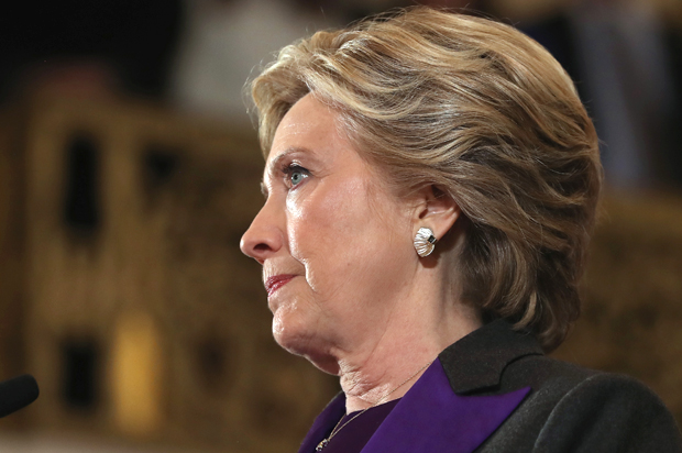 Hillary Clinton concedes the presidential election at the New Yorker Hotel on November 9, 2016 in New York City. (Getty/Justin Sullivan)
