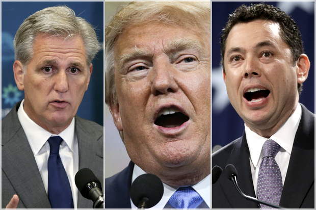 Kevin McCarthy; Donald Trump; Jason Chaffetz (Reuters/Gary Cameron/AP/Mark Humphrey/Rick Bowmer)