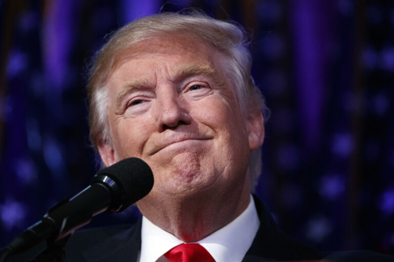 FILE - In this Wednesday, Nov. 9, 2016 file photo, President-elect Donald Trump smiles as he arrives to speak at an election night rally, in New York. Mexico is starting to seriously contemplate the possibility that millions of its migrants could be deported under the proposals put forward by President-elect Trump. (AP Photo/Evan Vucci) (AP)