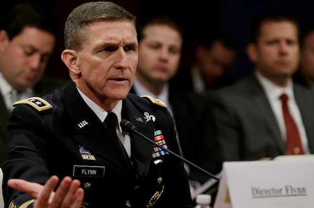 Former Defense Intelligence Agency director U.S. Army Lt. General Michael Flynn testifies before the House Intelligence Committee, February 4, 2014 (Reuters/Gary Cameron)