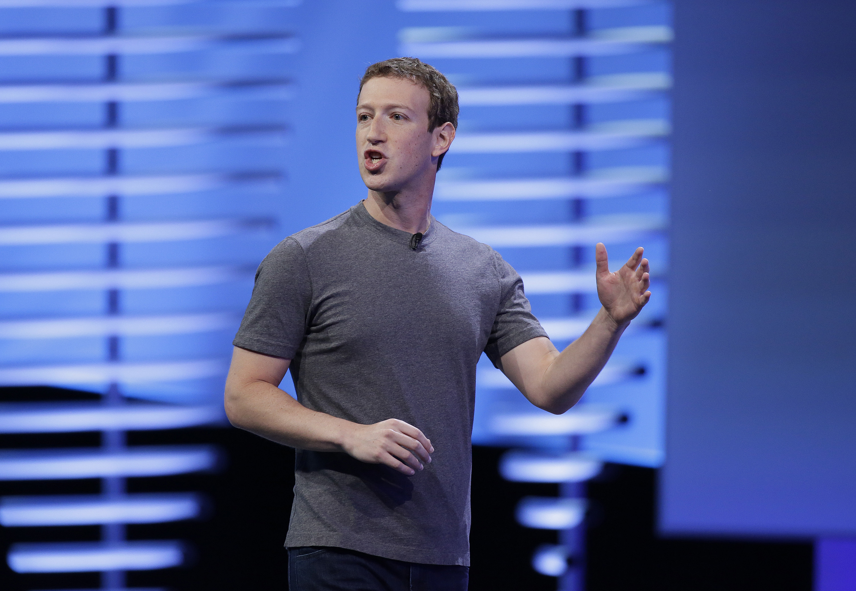 FILE - In this Tuesday, April 12, 2016, file photo, Facebook CEO Mark Zuckerberg delivers the keynote address at the F8 Facebook Developer Conference, in San Francisco. (AP Photo/Eric Risberg, File) (AP)